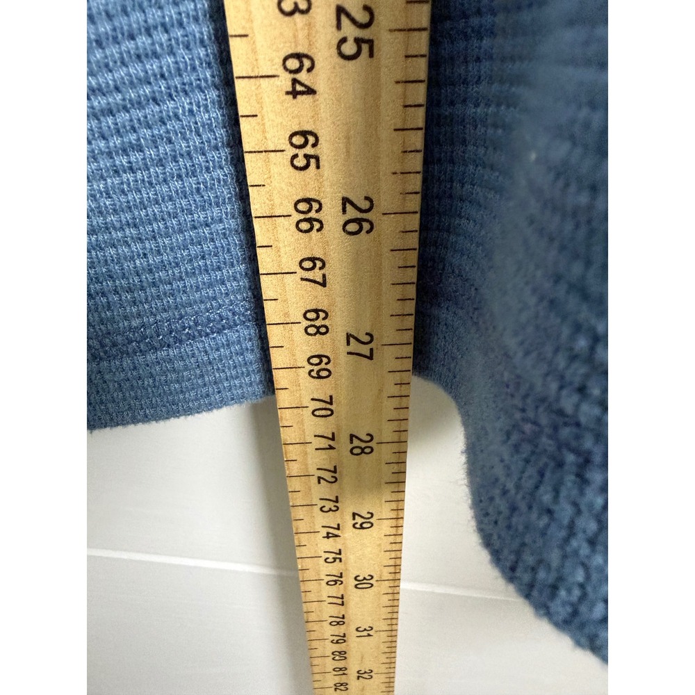 Eddie Bauer Thermal Henley Shirt Mens L Blue Waffle Knit Long Sleeve Gorpcore - Picture 7 of 10